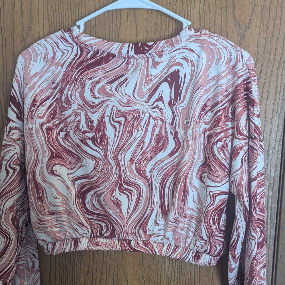 Derek Heart Swirl Cropped Sweatshirt Y2K Pink Soft-M - Picture 4 of 4